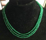 Natural Green Emerald 3-Row 4mm Faceted Beads Necklace