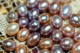 Freshwater Pearl Pink/Purple Rice Beads 10-11mm Half Hole Earrings DIY Jewelry