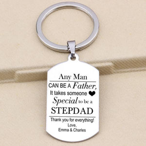 Stepfather Keychain Engraved Thank You For Everything Family Men's Gift