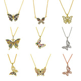 Hot Harajuku Butterfly Necklace For Women Rainbow CZ Chain Choker Female