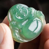 Zheru Jewelry Burmese Jade Happy Buddha Pendant Necklace Gift
