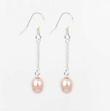 Pink Freshwater Pearl Earrings S925 Dangle Fishhook