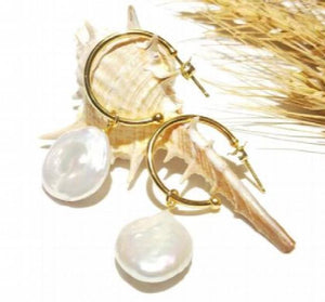 Arrival Favorite Coin Baroque Pearl 925 Sterling Silver Earrings