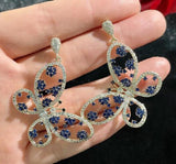 S925 Silver Butterfly Crystal Earrings DIY Accessories
