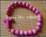 Rose Cross Bracelets Stretch Beaded Jewelry 15PCS/LOT