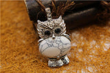 6PCS Silver Plated Owl Shaped Natural Stone Necklace Pendant