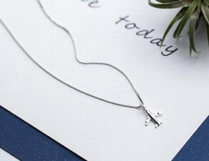 925 Silver Aircraft Airplane Necklace Pendant GTLX1511