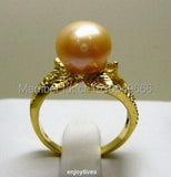 Yellow Golden Pearl Flower Ring Size 6.7.8.9