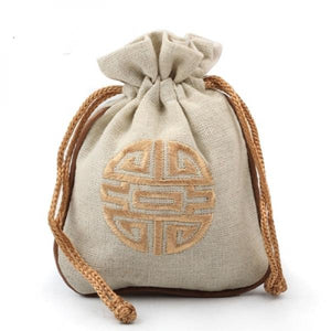 Ethnic Embroidery Drawstring Pouches for Jewelry Gift Bags 4pcs