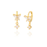 925 Silver Multi-color Butterfly Drop Earrings for Women