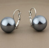Big Shell Pearl Drop Earrings Silver - Women Gift