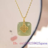 Jade Pendant Chalcedony Jewelry Amulet 925 Silver Men Charm Necklace