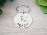 Small Cat Name Hand Stamped Stainless Steel Key Chain