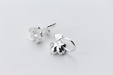 925 Sterling Silver CZ Cherry Flower Clip Earrings