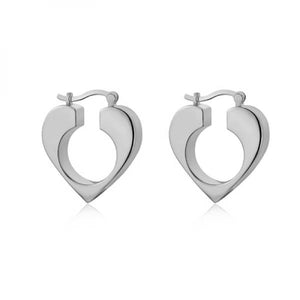 Europe America Famous Silver Hollow Heart Stainless Steel Earrings Women Jewelry
