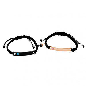 USPS Engraving Braided String Bracelets for Couples Women Men