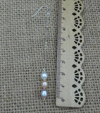 Natural Pink Lavender Multicolor Rice Pearl 5-7mm Long Pearl Earring
