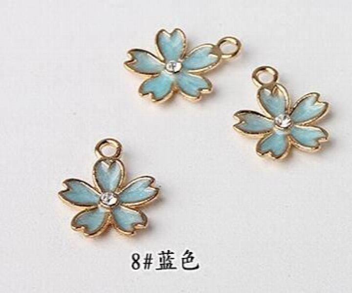 50pcs Alloy Cherry Flowers Floating Locket Charms DIY Jewelry Earring Pendant