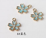 50pcs Alloy Cherry Flowers Floating Locket Charms DIY Jewelry Earring Pendant
