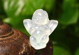 Koraba Natural Clear Agate Jade Angel Lucky Pendant Necklace 23x29mm