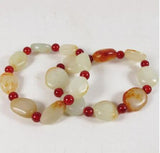 Natural Red Hetian Jade Bracelet Hand Carved Jewelry
