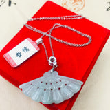 Burmese Ajadeite Jade Plum Pendant with 925 Sterling Silver Necklace
