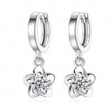 925 Silver Purple Gem Stone Zircon Crystal Diamond Earrings