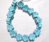 14mm Turquoises Carving Flower Bead Pendant for DIY Jewelry Making