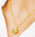 Vietnam Female Octagonal Flower Pendant Gold-Plated Multi-Layer Necklace