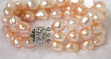 Pink Baroque Pearl Bracelet Bangle Natural