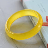 Zheru Natural Yellow Agate Chalcedony 54-64mm Bracelet