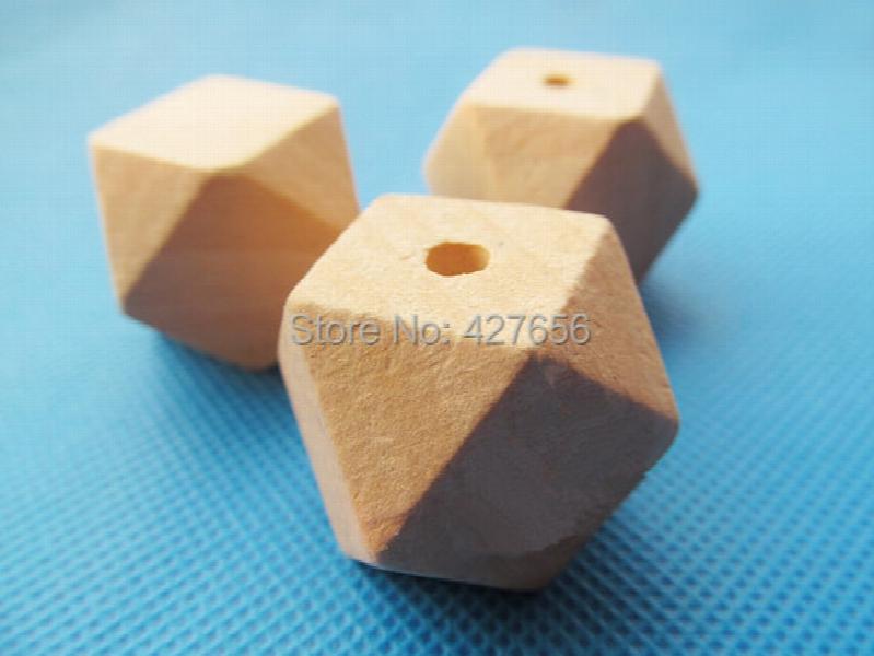 20pcs 30mm Large Unfinished Wooden Spacer Beads, Geometric Figure DIY Accessory