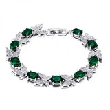 Aquamarine Butterfly Charm Bracelet 925 Silver for Women