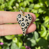 CZ Pave Heart Charm Leopard Print Pendant Jewelry