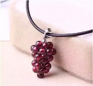 Crystal Garnet Grape Pendant Necklace for Beauty Skin Care