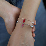 925 Sterling Silver Enamel Eye Fish Charm Bracelet for Women