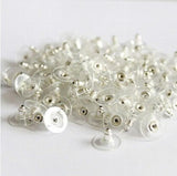 12 Pcs Silver Plated Earring Back Plastic Earnuts 11x6mm Jewelry