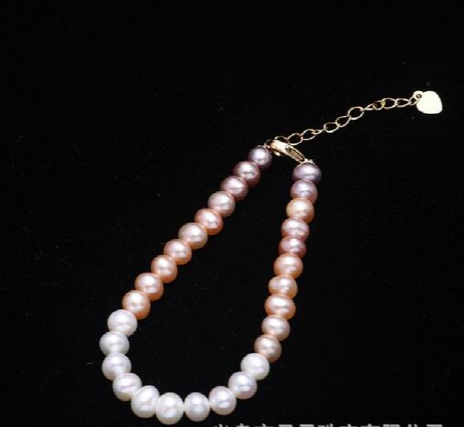Freshwater Pearl Bracelet Strong Light Nearly Round Beads Adjustable