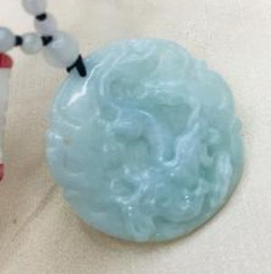 Natural Emerald Jade Dragon Zodiac Pendant Necklace