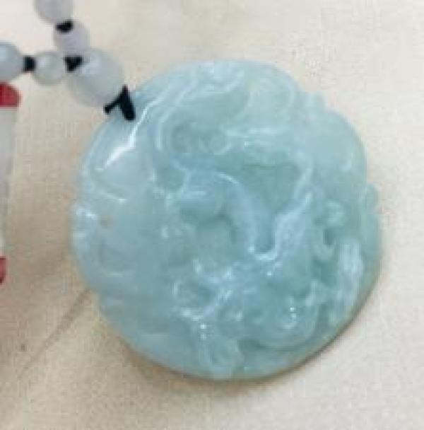Natural Emerald Jade Dragon Zodiac Pendant Necklace