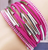 Sky Suede Braid Magnetic Bracelet with Rhinestone Cupchain