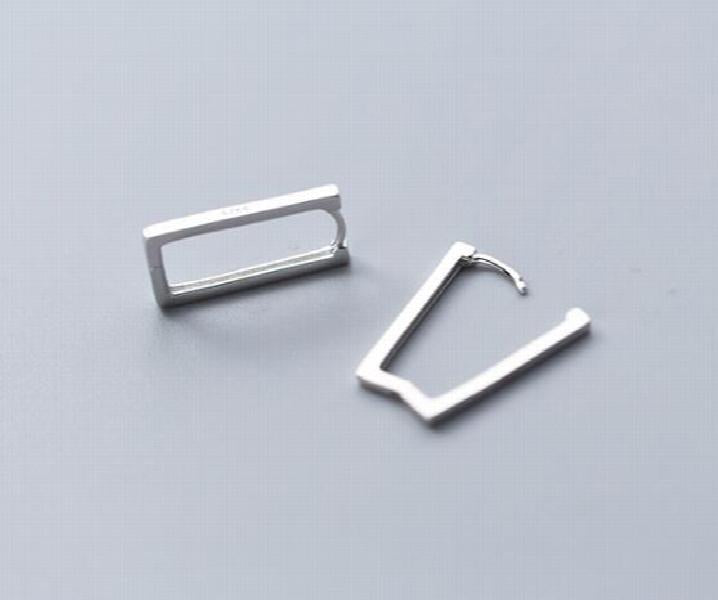 925 Sterling Silver Geometric Hoop Huggie Earrings