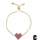 Heart Flower Love Crystal Bracelet Adjustable Snake Chain
