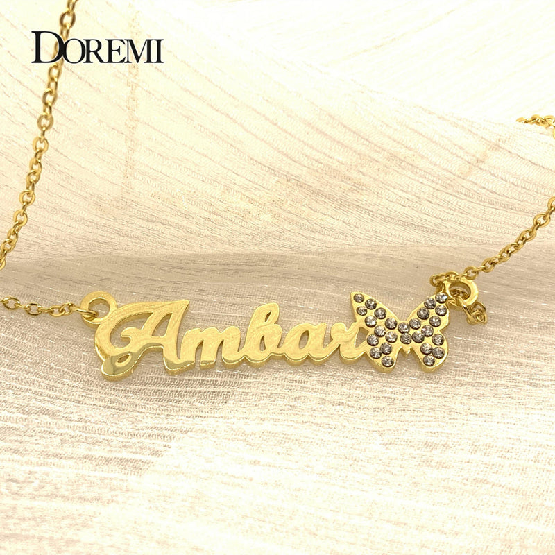 DOREMI CZ Butterfly Necklace Personalized Pendant Gift