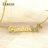 DOREMI CZ Butterfly Necklace Personalized Pendant Gift