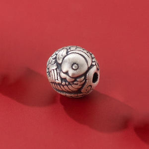 Vintage 999 Silver Fish Pattern Spacer Beads Charm for Bracelet