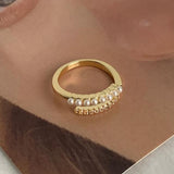 925 Silver Pearl Zircon Round Rings for Women Party Jewelry