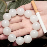 Natural Hetian Jade Round Bead 18-19mm Bracelet Jewelry Gift