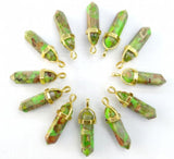 Natural Stone Lapis Turquoises Quartz Crystal Hexagonal Pendants
