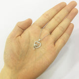 925 Silver Dolphin Crystal Heart Necklace Lover Heart Pendant